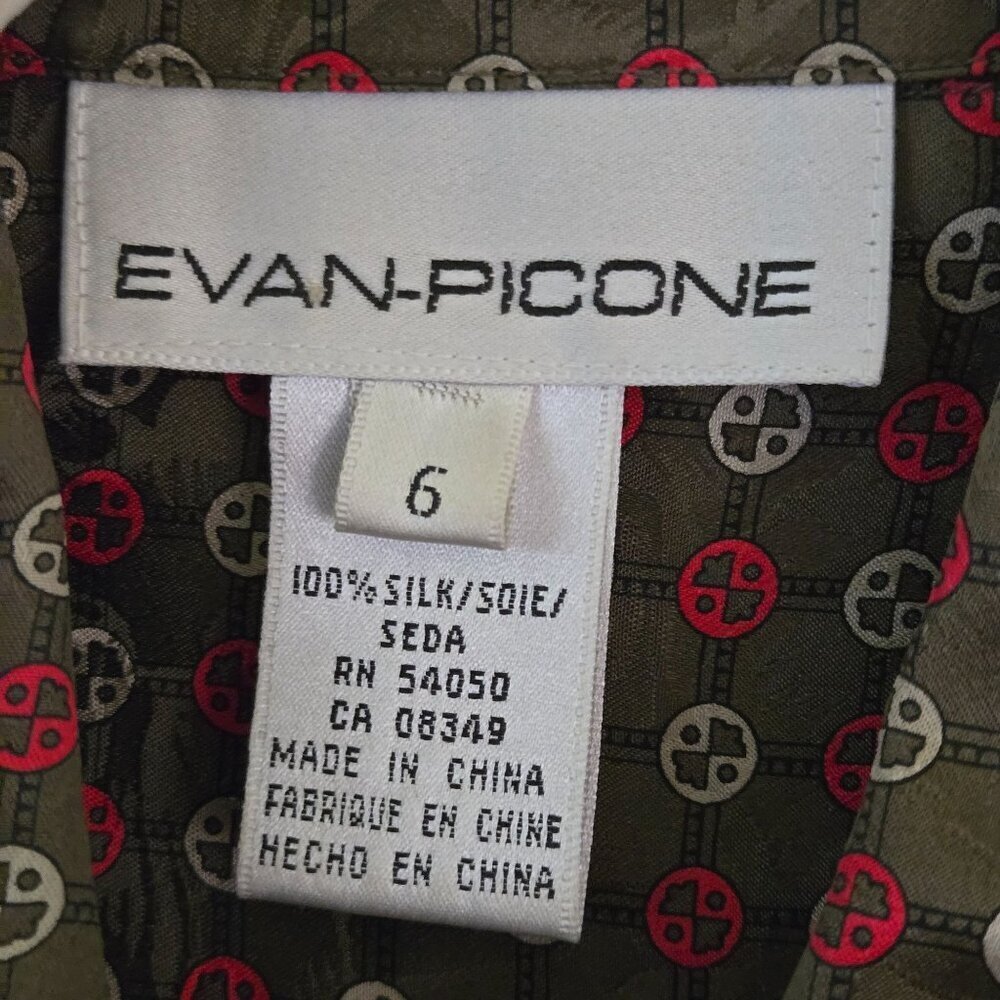 Evan Picone Vintage 100% Silk Brown Red 80s Oversized Blouse Size 6 - Picture 6 of 6